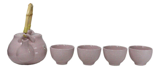 Japanese Sakura Pink Ume Plum Cherry Blossom Traditional Teapot With Cups Set