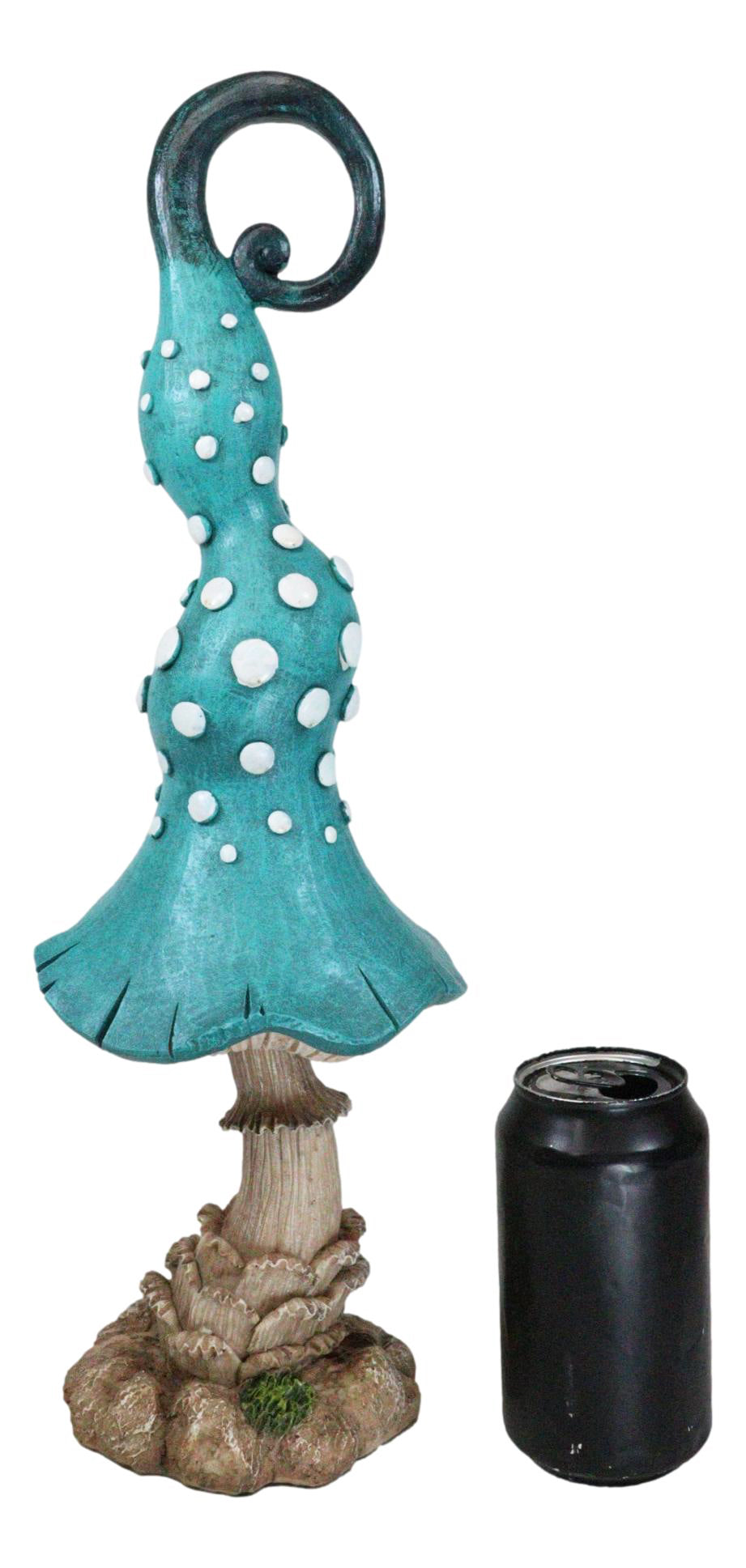 Enchanted Fairy Garden Blue Spotted Crooked Toadstool Mushroom Figurine 17"H