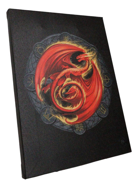 Anne Stokes Beltane Drake Sabbats Wheel of The Year Dragon Canvas Wall Decor - Ebros Gift