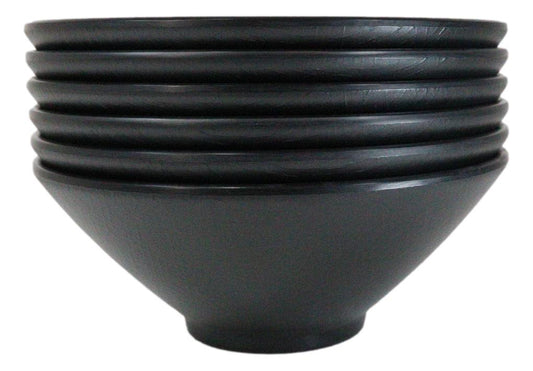 Pack Of 6 Black Silk Melamine Large Ramen Pho Soup Pasta Salad Mixing Bowls 50oz