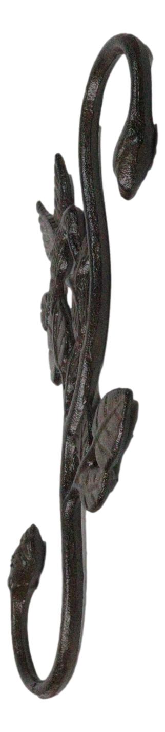 Pack of 2 Cast Iron Whimsical Hummingbird By Vine Planter Holder Wall Hook 11"H