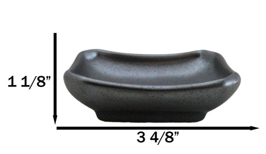 Pack Of 6 Ceramic Black Tetsu Kesho Soy Sauce Oil Condiment Rectangular Dishes
