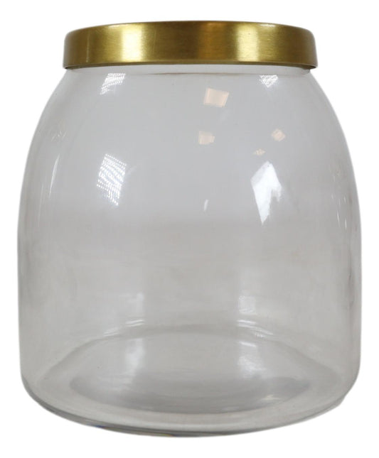 Set of 3 Clear Glass Canister Make Up Seashells Sand Storage Jars With Gold Lids