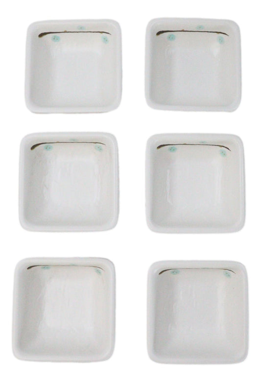 Pack Of 6 Square Yukino Hana Snowflakes Melamine Condiments Dipping Sauce Dishes