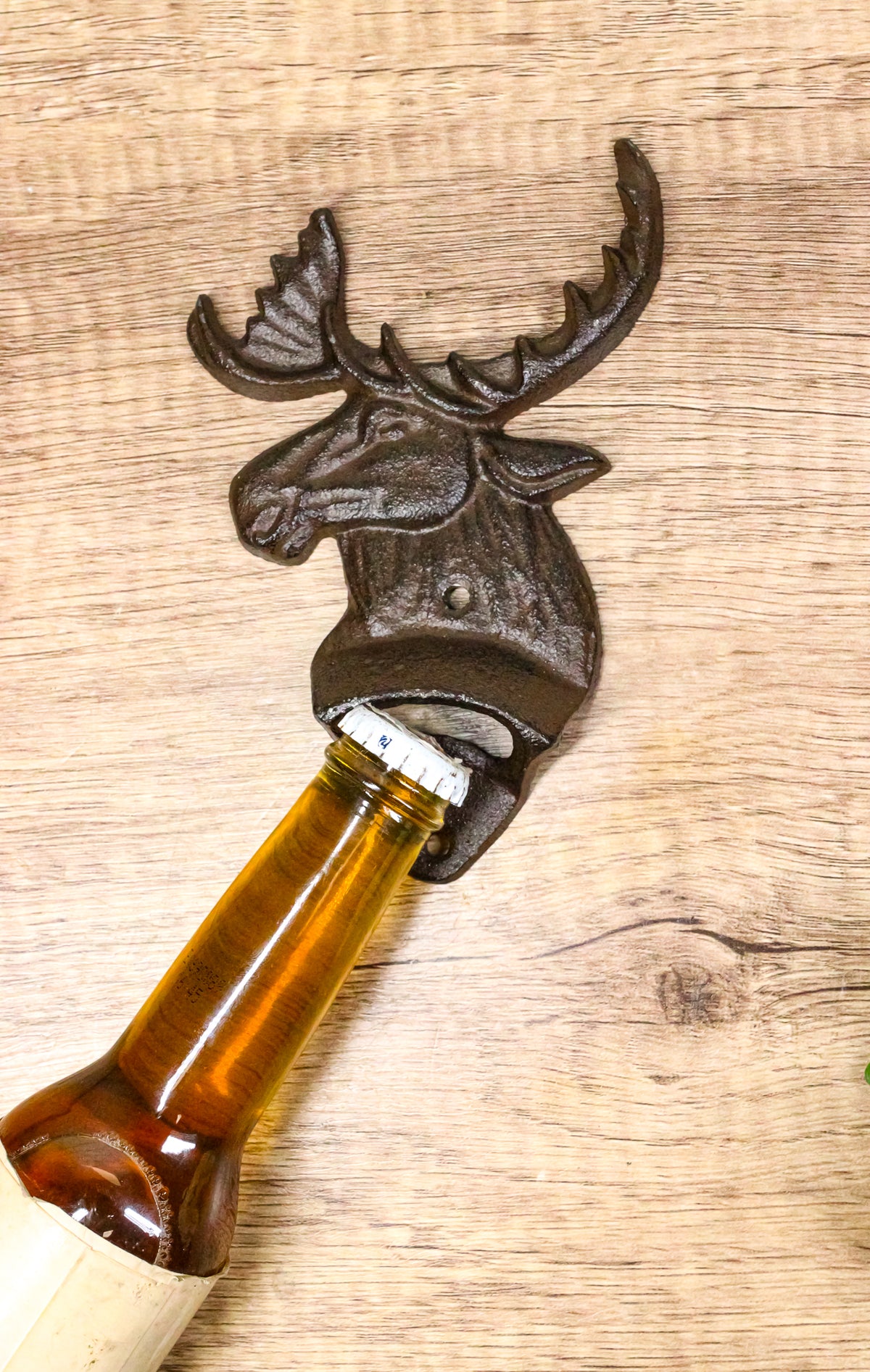 Pack Of 2 Rustic Western Country Bull Moose Cast Iron Beer Bottle Wall Openers
