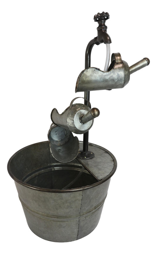 Galvanized Metal Rustic 3 Tier Shovels Cascading Basin Electric Water Fountain