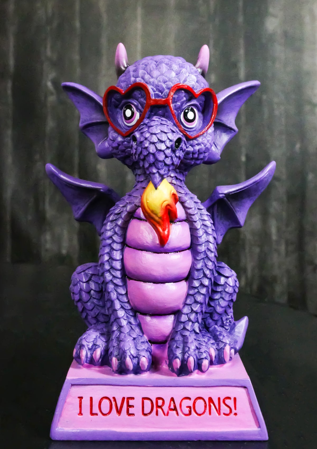 Fantasy Purple Koan Cartoon Chibi Dragon Collectible Figurine I Love Dragons! - Ebros Gift