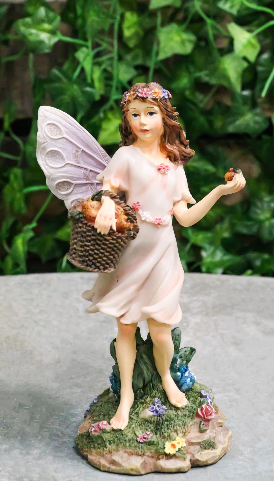 Enchanted Garden Butterfly Fairy With Floral Laurel And Apple