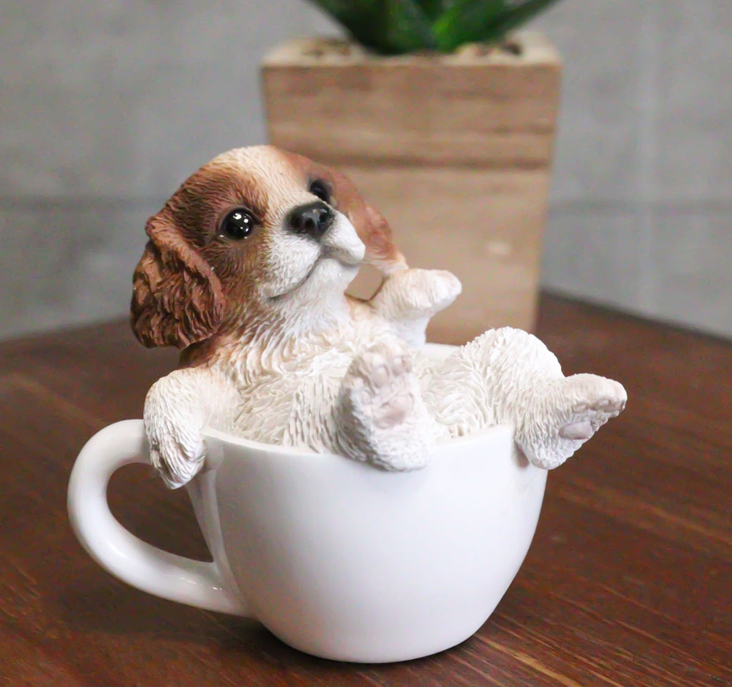 Ebros Mini Adorable Cavalier King Charles Spaniel Dog Teacup Statue Pe Ebros Gift