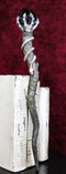 Silver Skeletal Hands Black Magic Stone Cosplay Wand 13" Accessory Costume Prop