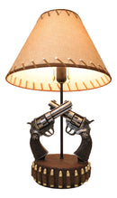 Double Six Shooter Revolver Gun Pistols With Belt Bullets Table Lamp Statue