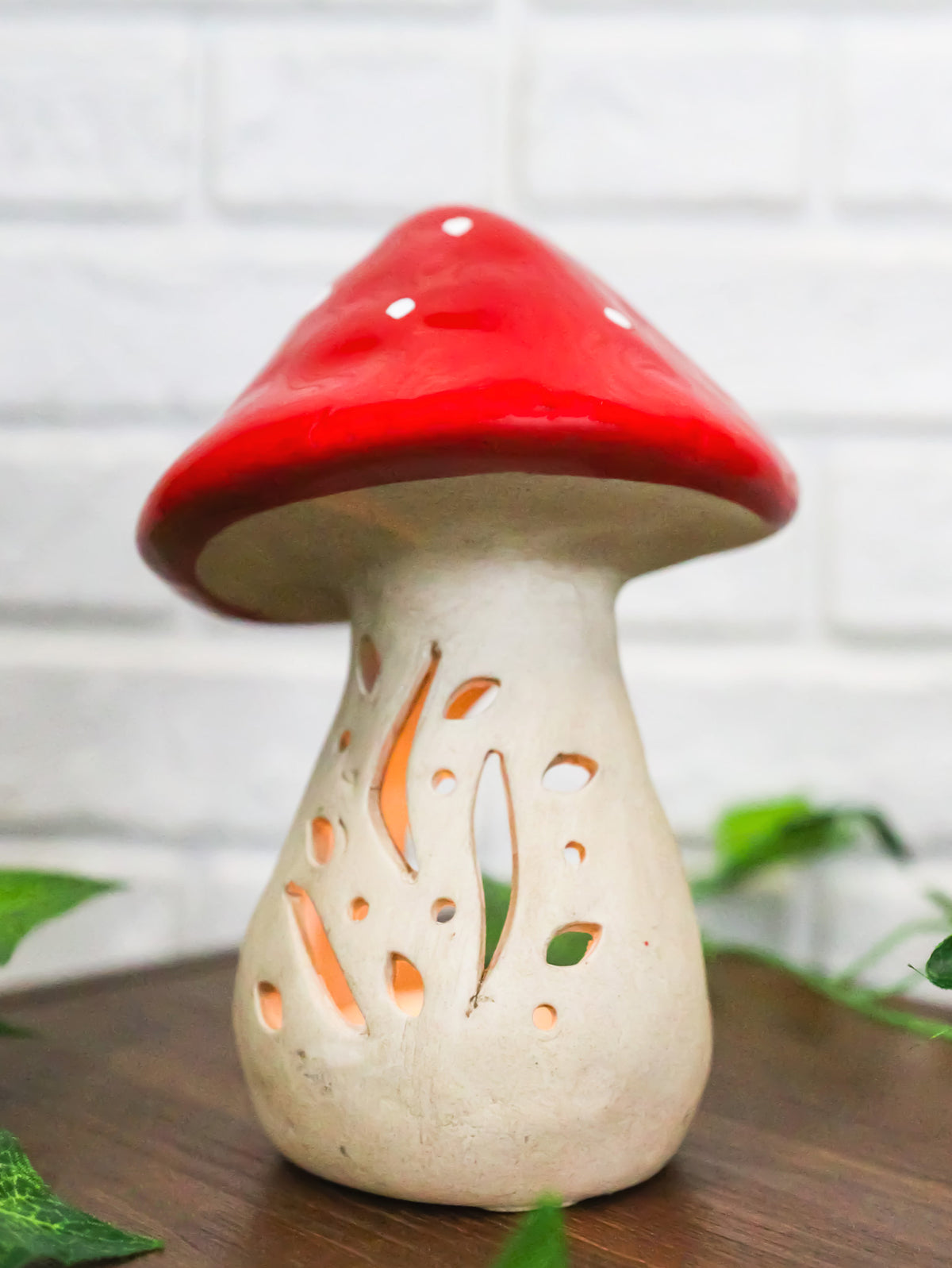 Set Of 2 Whimsical Cottage Magic Toadstool Mushroom Ceramic Votive Candle Holder