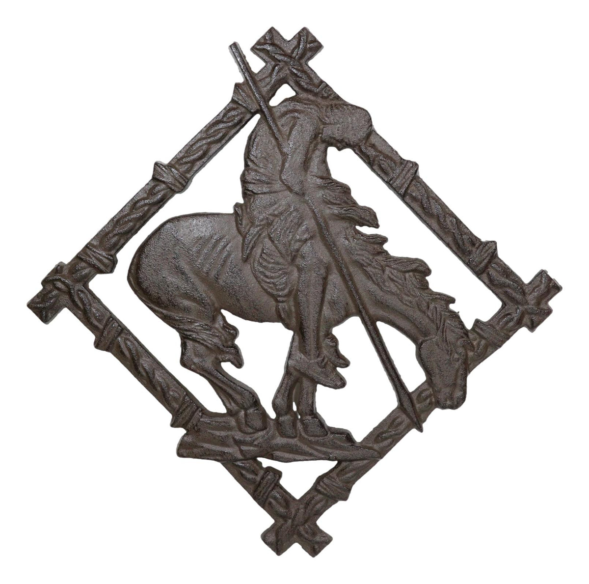 Rustic Western Native Indian Warrior End Of Trail Cast Iron Wall Trivet Decor