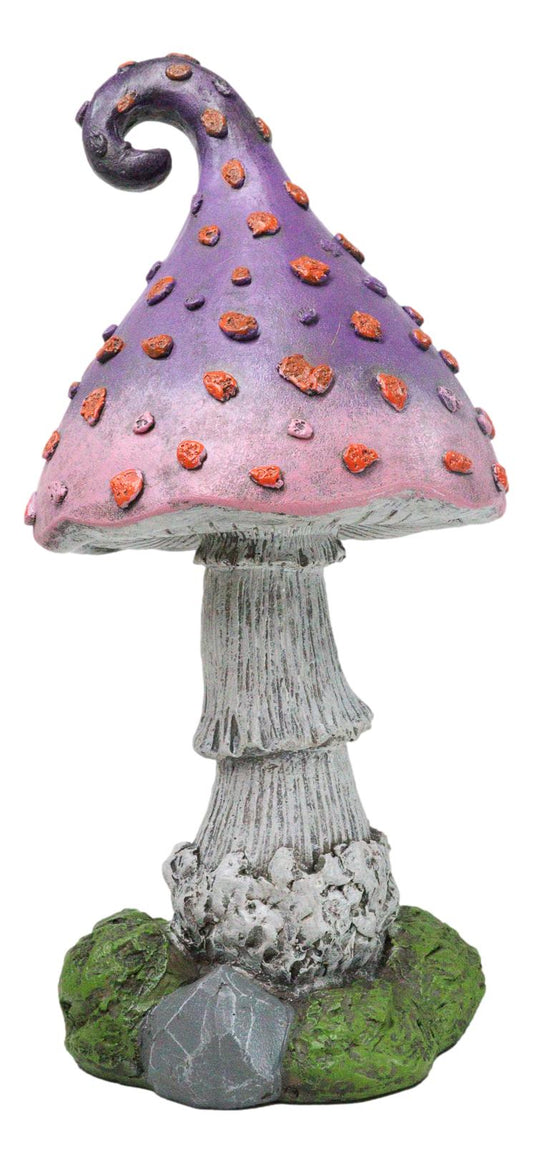 Fairy Garden Giant Spotted Purple Crooked Toadstool Mushroom Figurine 17"H