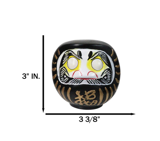 Black Talisman of Stability Japanese Zen Daruma Figurine With Unpainted Eyes