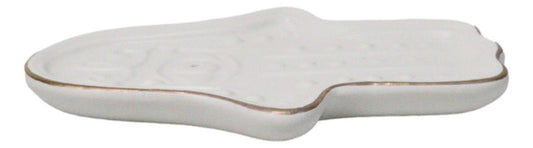 Wicca Mystical White Hamsa Palm with Evil Eye Hand Incense Stick Holder Dish