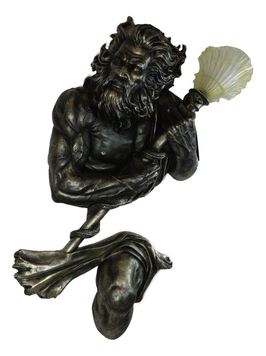 Ebros Gift Ocean Tremor Neptune Poseidon Greek God LED Wall Lamp 28.5" H