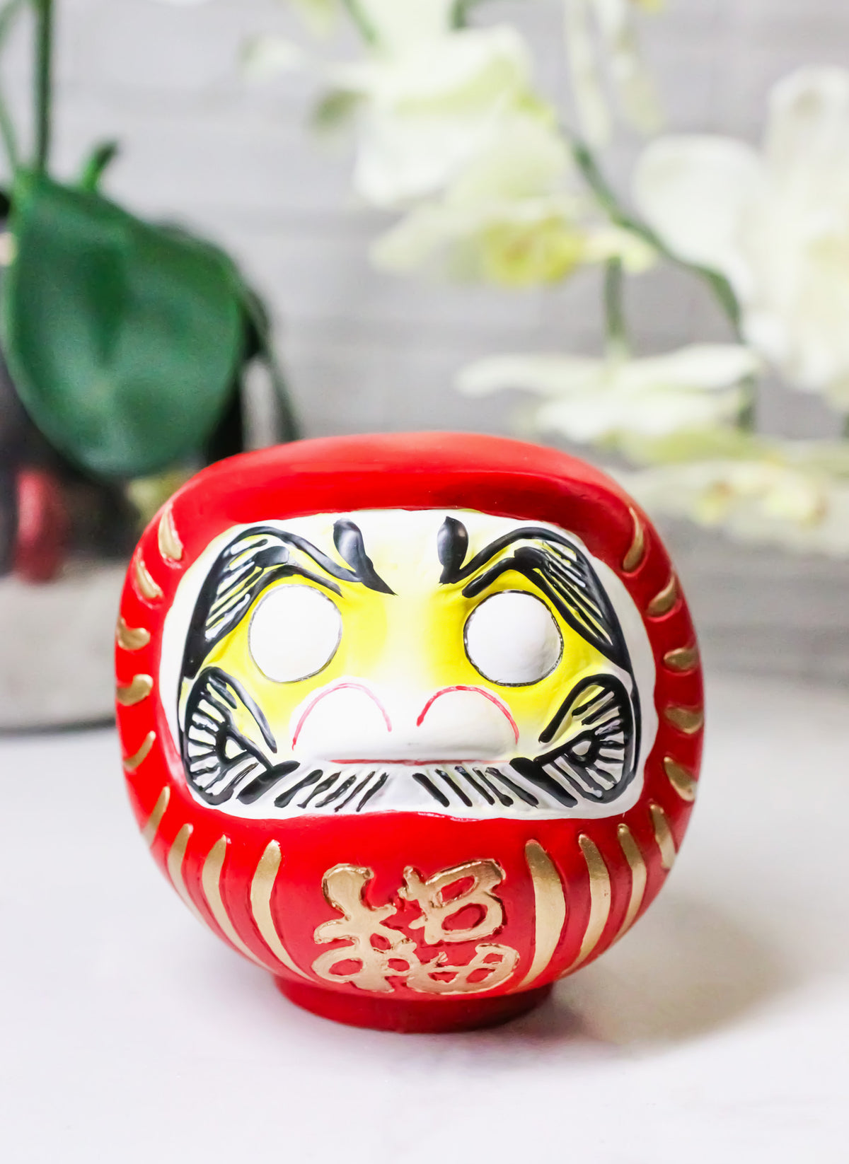 Red Talisman of Prosperity Japanese Zen Daruma Figurine With Unpainted Eyes