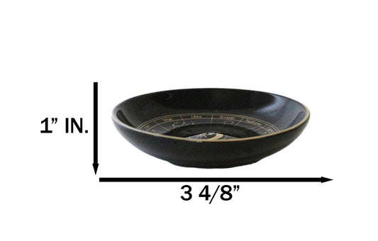 Wicca Black Astrology Wheel Round Incense Stick Burner Or Trinket Ceramic Dish