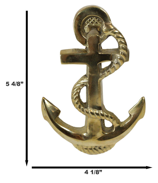 Brass Metal Golden Marine Nautical Sailor Ship Anchor Door Knocker Sculpture