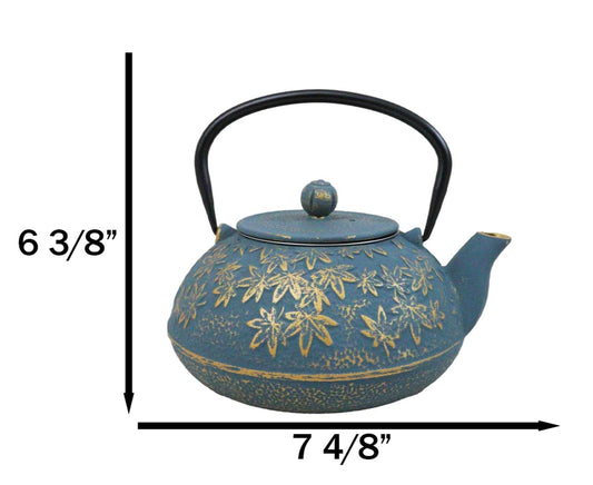 Traditional Oriental Tetsubin Maple Leaves Momiji Design Cast Iron Teapot 40oz