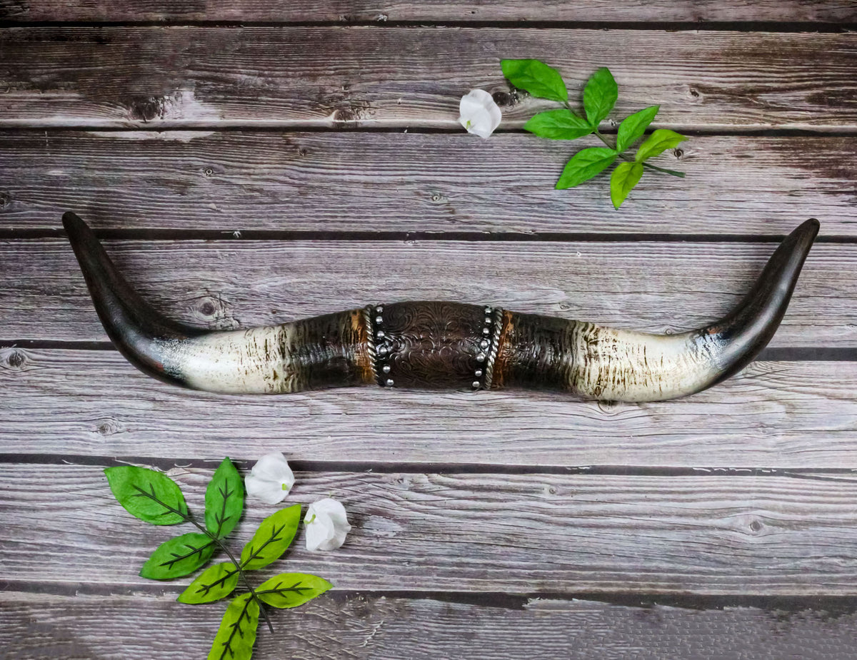 Rustic Faux Texas Longhorn Steer Cow Horns Wall Decor Plaque Figurine 22" Wide