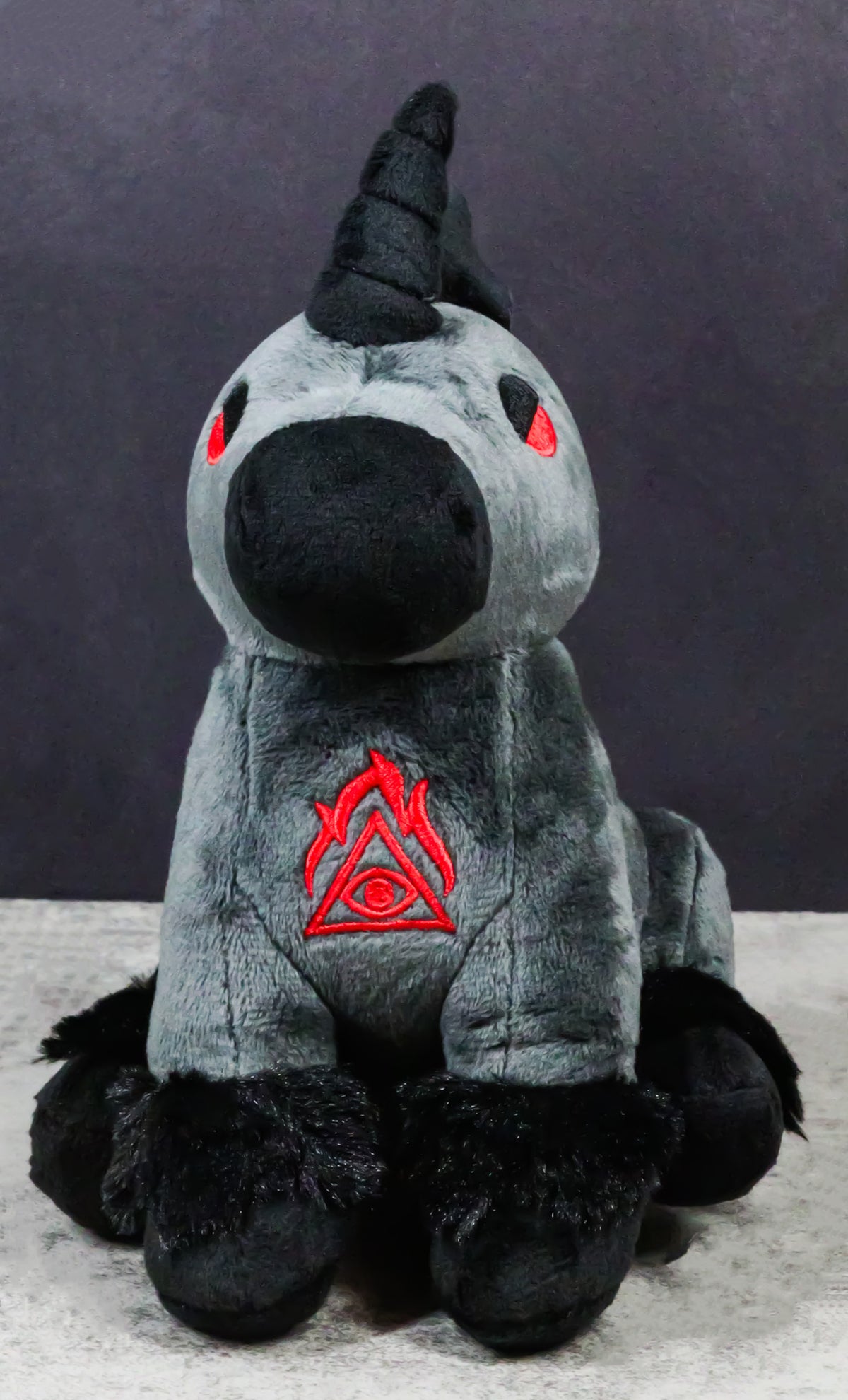 Mythical Fantasy Legend Black Dark Unicorn Hell Steed Luxe Soft Plush Toy Doll