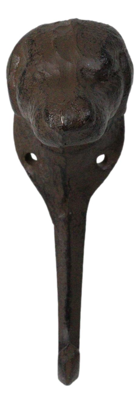 Pack Of 2 Cast Iron Rustic Canine Pet Pal Dog Wall Coat Keys Hook Sculptures