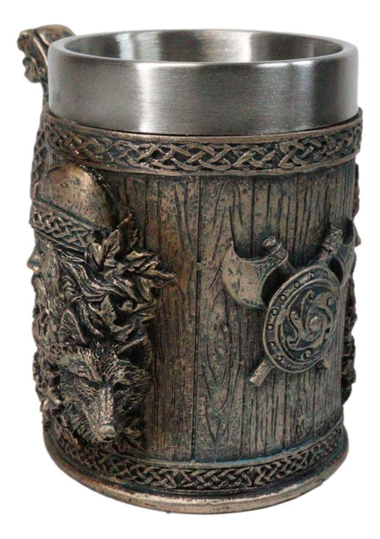 Norse Mythology Viking Berserker Warrior With Wolf Coffee Tankard Mug 16oz