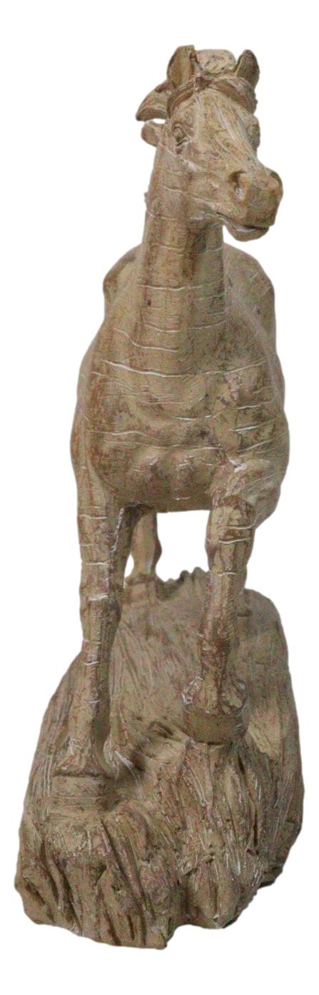 Western Wild And Free Open Grasslands Galloping Horse Faux Wood Figurine 9"L