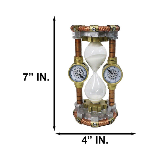 Ebros Gift Steampunk Sand Timer with Clockwork Gear & Pipe Design Figurine
