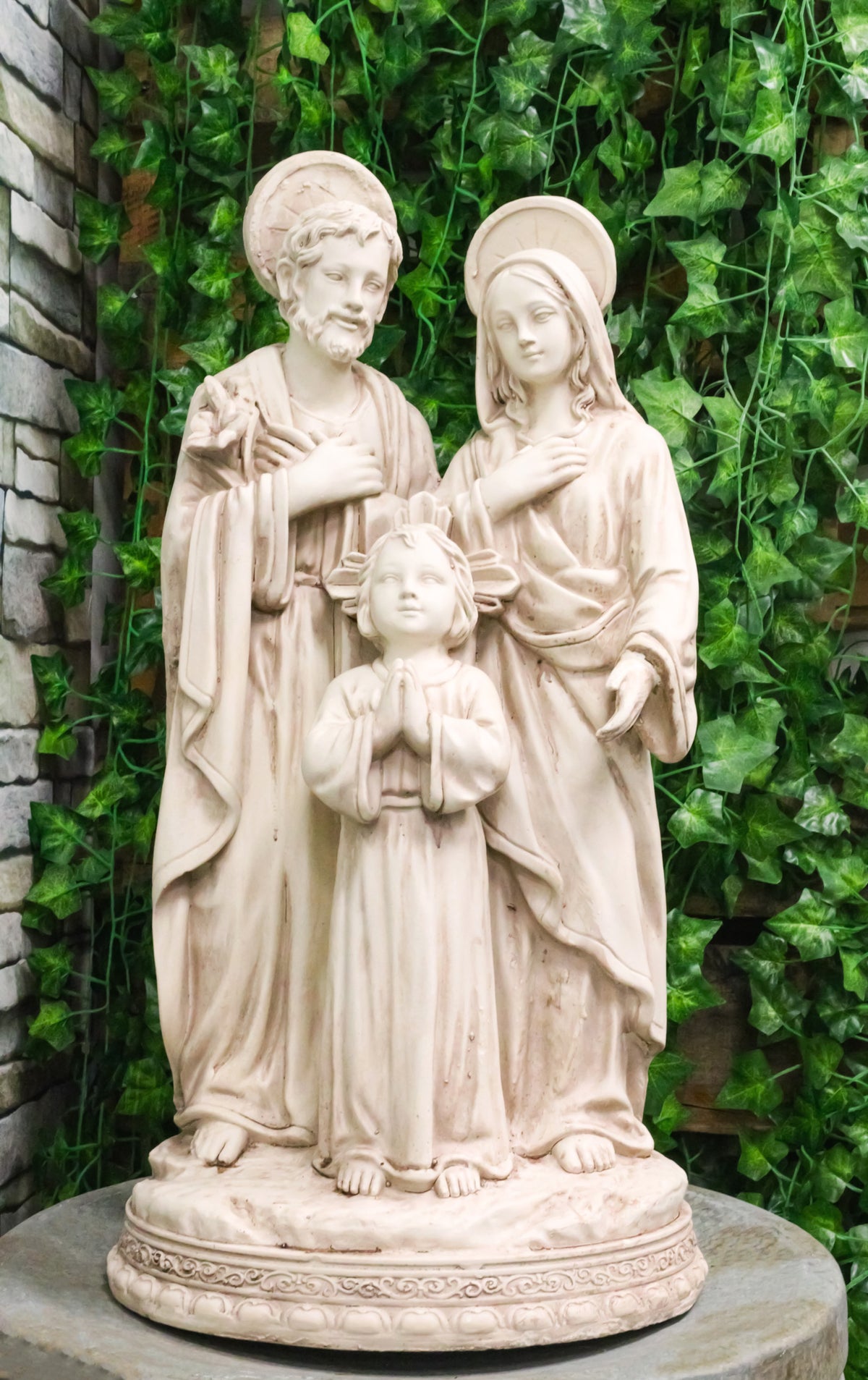 Catholic Church The Holy Family Mary Joseph Jesus Large Outdoor Statue 24" Tall - Ebros Gift