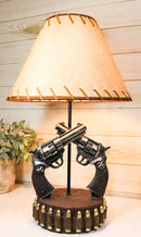 Double Six Shooter Revolver Gun Pistols With Belt Bullets Table Lamp Statue