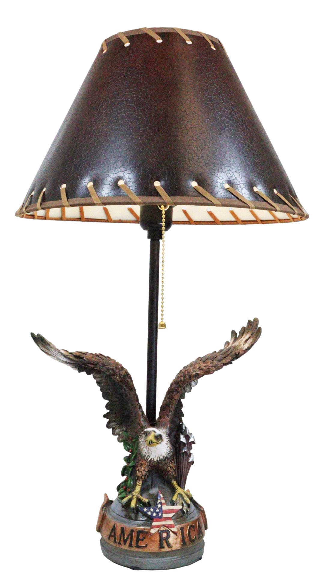 Patriotic Bald Eagle With American Flag Star Memorial Table Lamp
