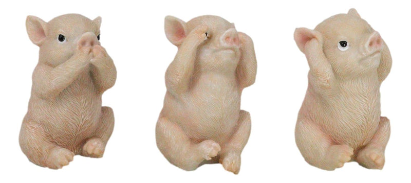 Rustic Country Hog Heavens See Hear Speak No Evil Piglet Pigs Figurines Set