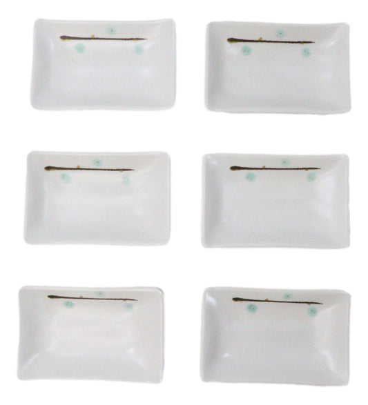 Pack Of 6 Rectangular Yukino Hana Snowflakes Melamine Condiment Sauce Dishes