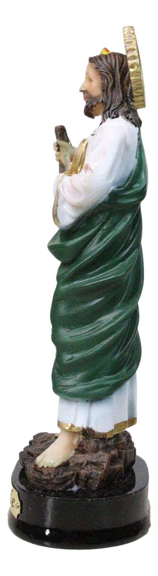 Saint Jude Thaddeus The Apostle With Holy Spirit Fire And Sun Medal Figurine 5"H - Ebros Gift