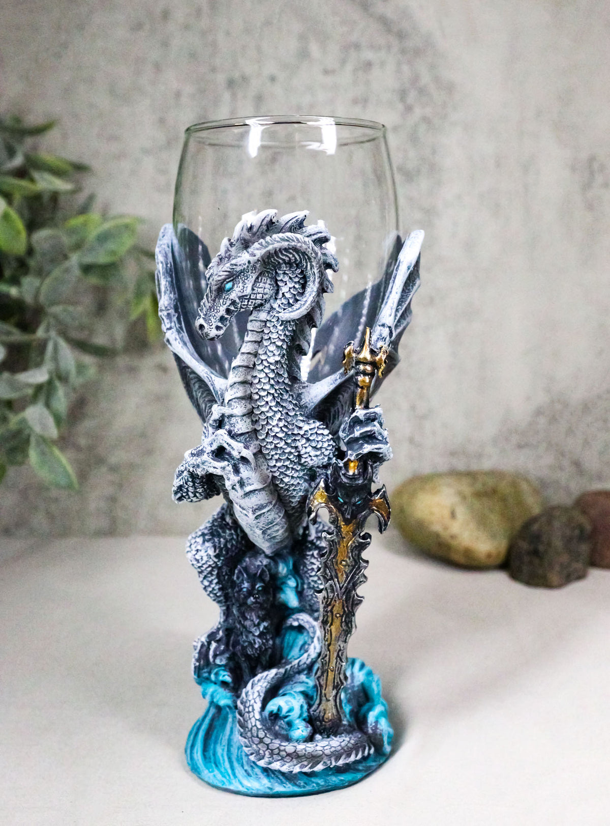 Ruth Thompson Elemental Dragon Omega Blade Sword Glass Wine Goblet Chalice Cup