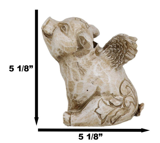 Rustic Country Farmhouse Hog Heavens Flying Baby Angel Pig Coin Money Bank
