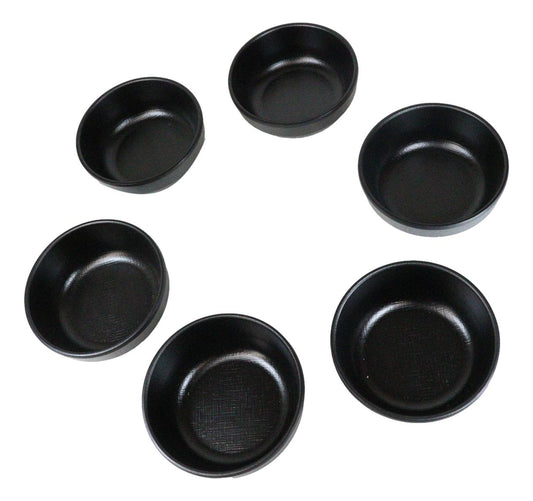 Pack Of 6 Black Silk Melamine Rice Miso Soup Salad Appetizer Shallow Bowls 12oz