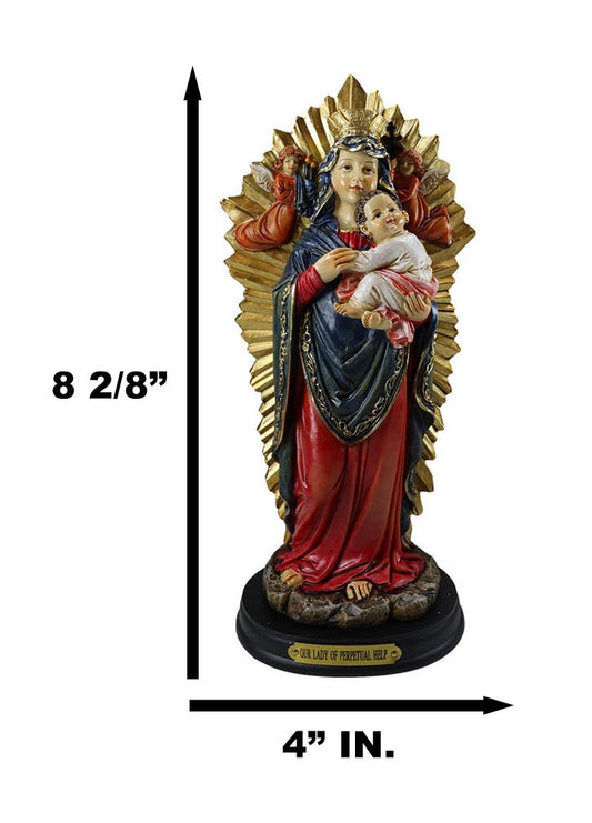 Our Lady of Perpetual Help Mother Mary With Baby Jesus Angels Catholic Figurine