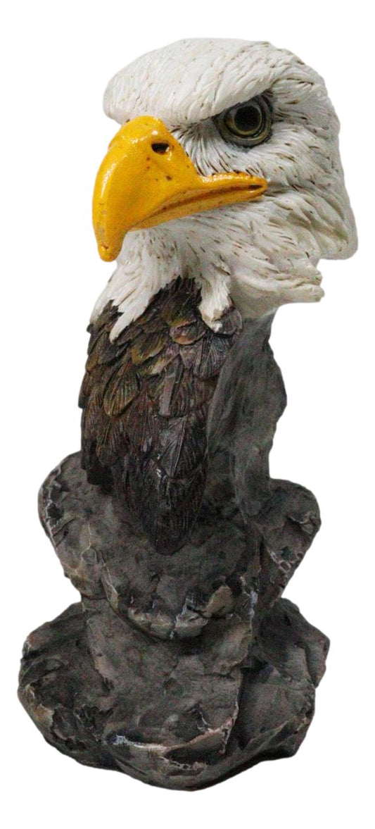 American Patriotism Majestic Royal Bald Eagle Head Bust On Rocks Figurine 4.5"H