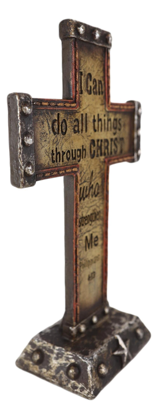Pack Of 4 Rustic Western Inspirational Christian Bible Verses Standing Crosses