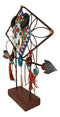 Southwestern Boho Cow Skull Arrow Dreamcatcher Feathers Desktop Plaque Figurine