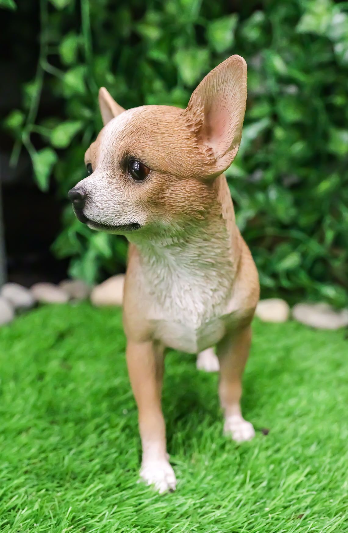 Lifelike Shorthair Deer Head Chihuahua Dog Statue 9.5"Long With Glass Eyes
