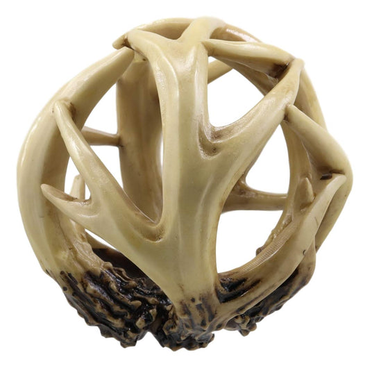 Ebros Gift Wildlife Rustic Buck Elk Deer Stag Entwined Antlers Orb Potpourri Decorative Ball Home Accent Sphere Figurine Paper Weight Mantelpiece Shelves Table Cabin Lodge Decor (1) - Ebros Gift