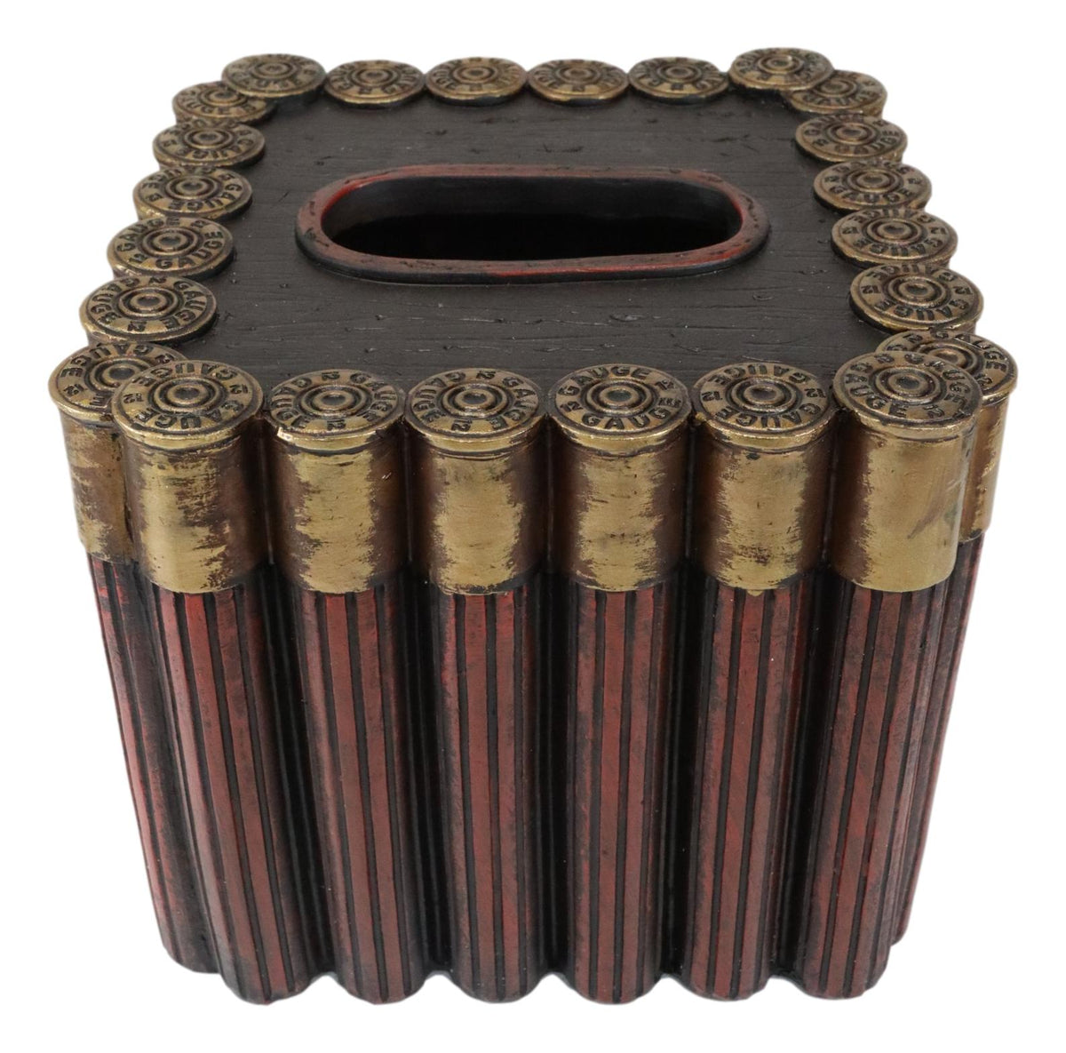 Western Shotgun 12 Gauge Bullet Shells Tissue Box Holder Cover Case Figurine