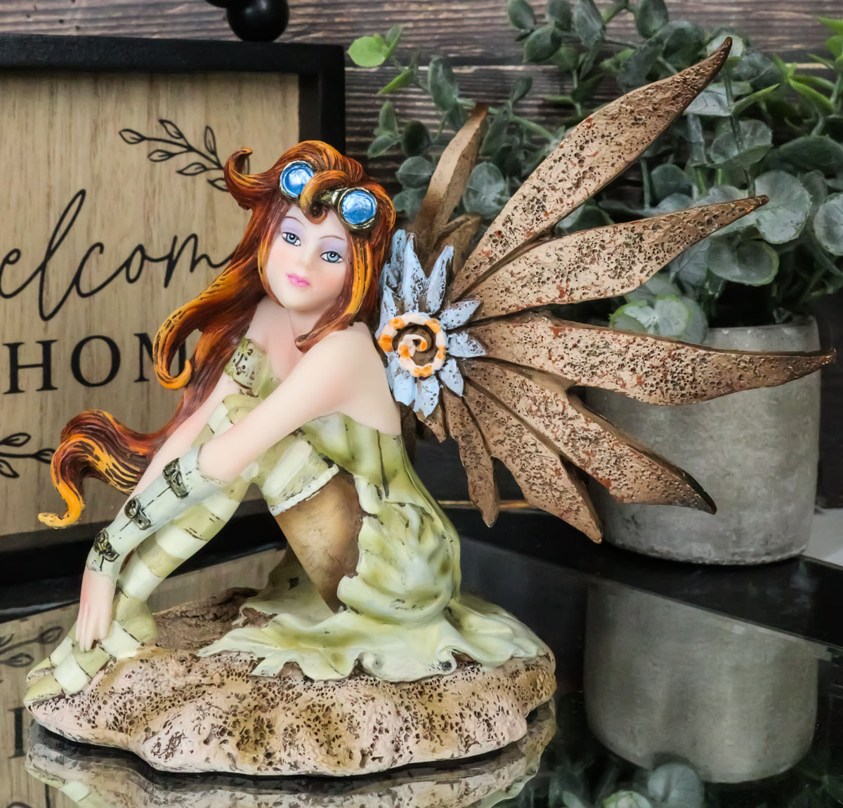 Amy Brown Thinking Of You Steampunk Aviator Pilot Fairy In Robot Wings Figurine