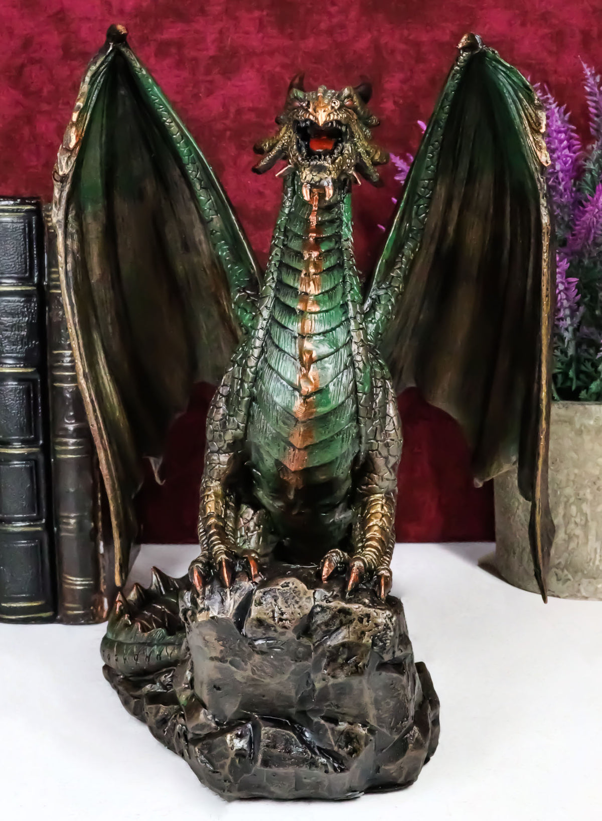Ebros Lord of The Skies Roaring Rust Fire Dragon Figurine 9" H Mythical Fantasy