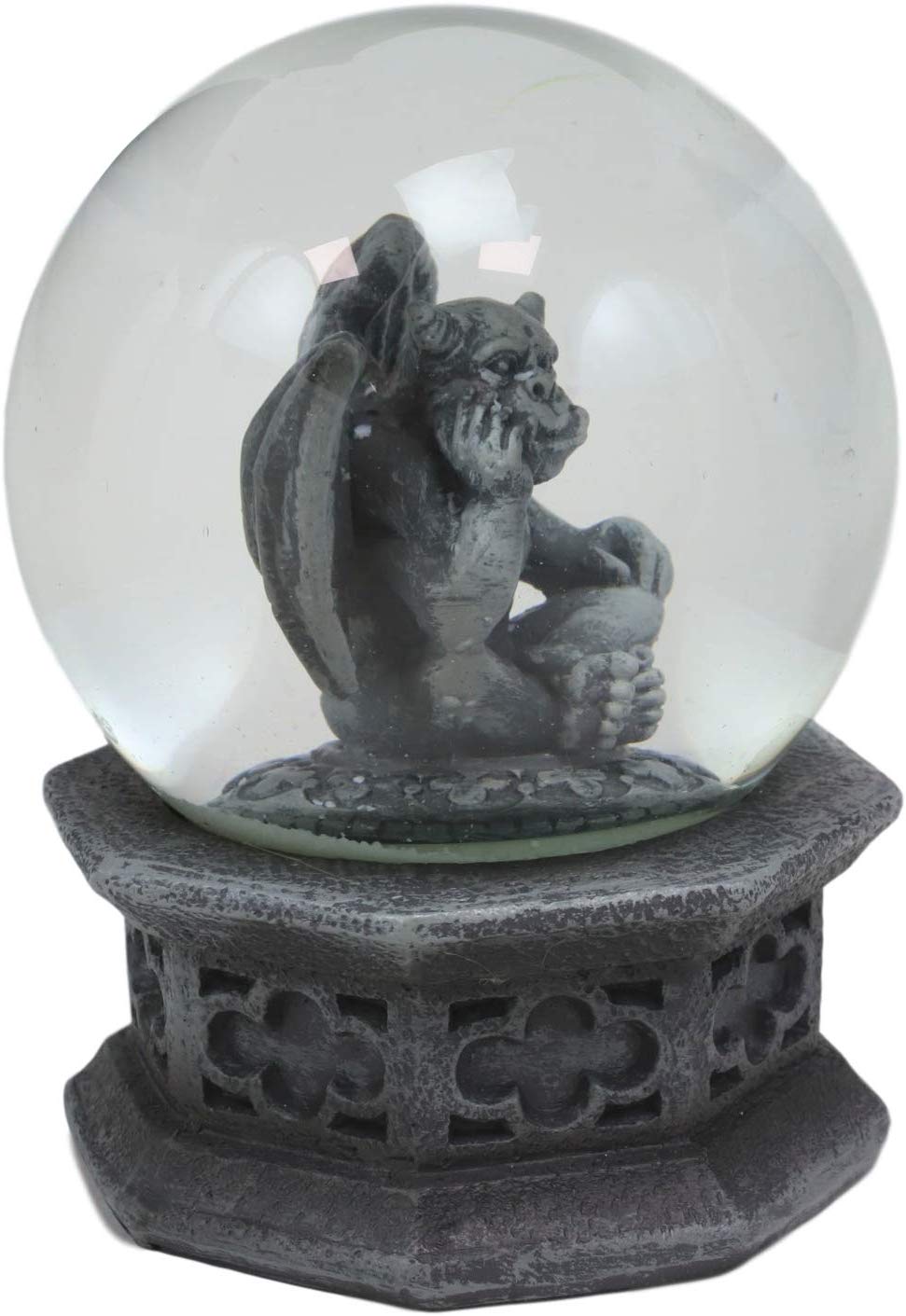 Ebros Thinker Gargoyle Water Snow Globe with Pedestal Base 100mm Figurine 5"H